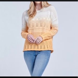 Orange and Cream Ombré Pullover Sweater   Size L/XL
